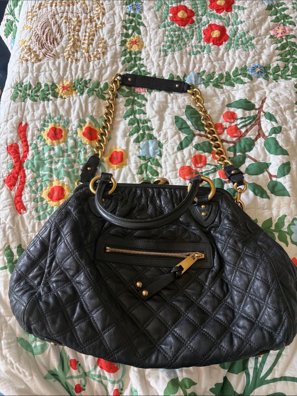 Marc Jacobs Quilted Black Leather Stam Bag